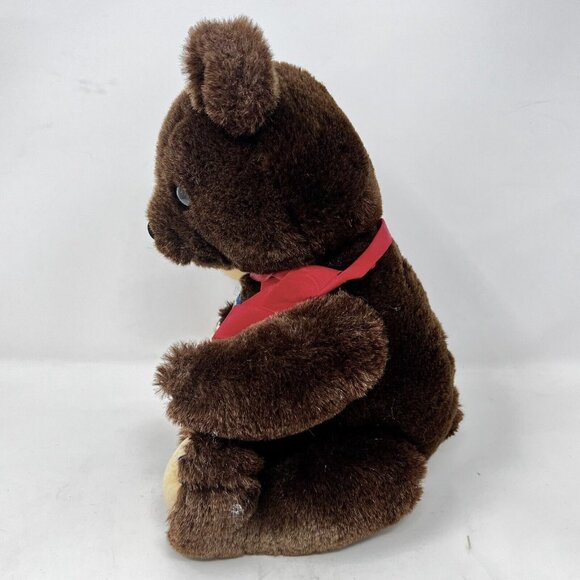 Dakin Theodore 1981 Teddy Bear Jointed Dark Brown Plush Red Bow Vintage with TAG - Picture 5 of 10